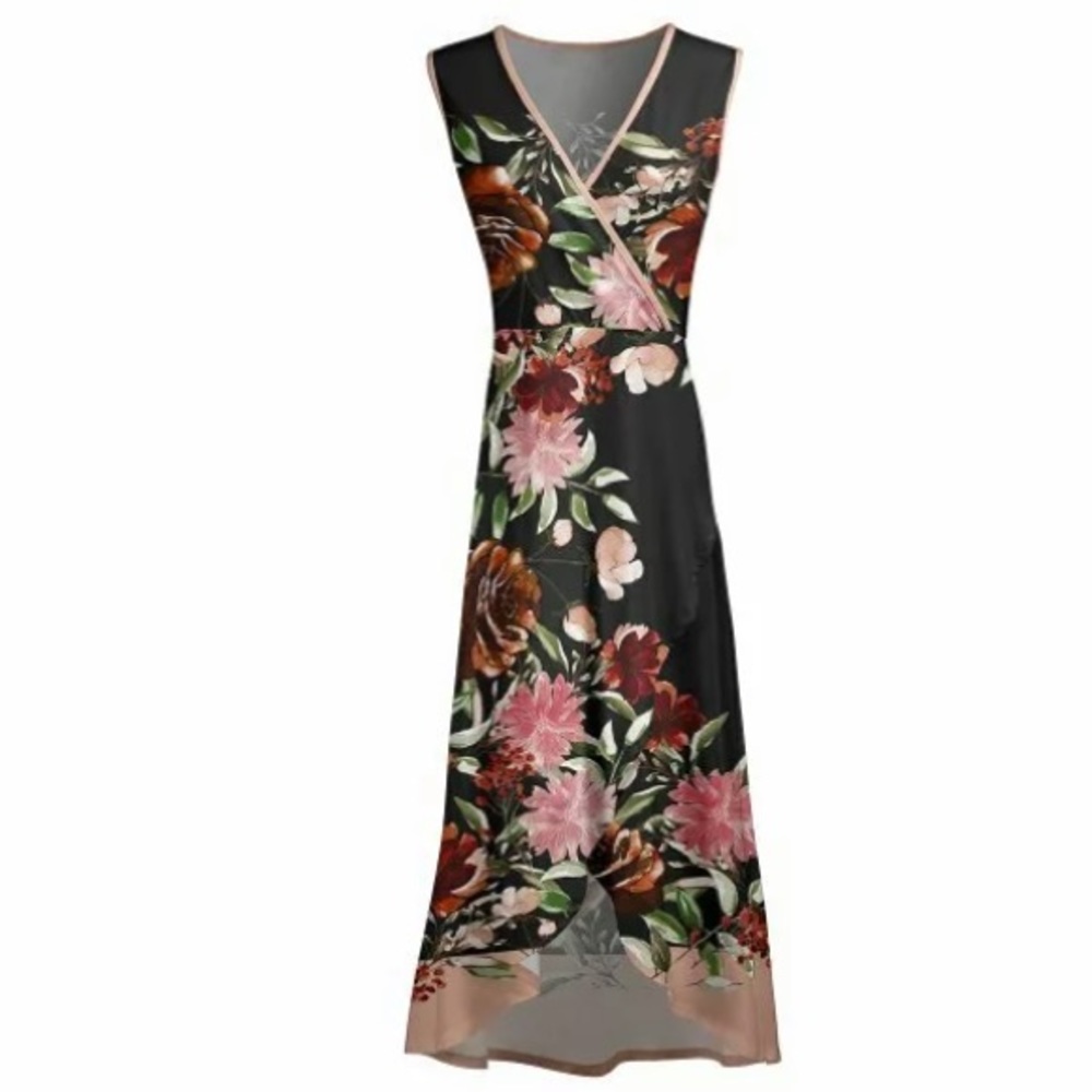Lily Black&Pink Floral Sleeveless Dress Size L